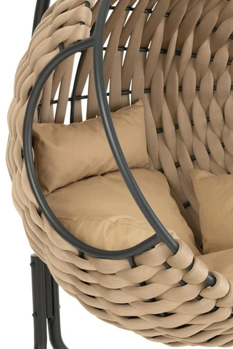 Fauteuil Suspendu Avec Coussin Métal Beige Pona 8 Fauteuil Suspendu Avec Coussin Métal Beige Pona – Image 8