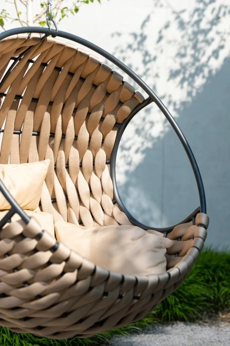 Fauteuil Suspendu Avec Coussin Métal Beige Pona 11 Fauteuil Suspendu Avec Coussin Métal Beige Pona – Image 11