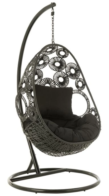 Fauteuil Suspendu Avec Coussins Métal Et Roseau Noir Bula 1 Fauteuil Suspendu Avec Coussins Métal Et Roseau Noir Bula