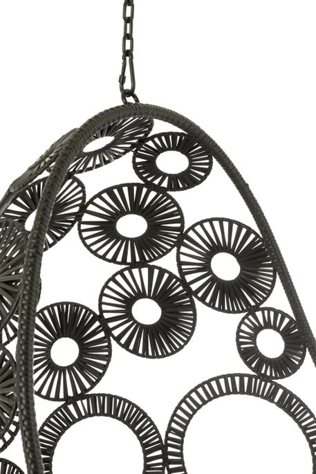 Fauteuil Suspendu Avec Coussins Métal Et Roseau Noir Bula 6 Fauteuil Suspendu Avec Coussins Métal Et Roseau Noir Bula – Image 6