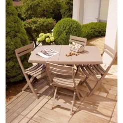 GROSFILLEX Chaise Pliante Miami - Taupe -Le Coin Jardin grosfillex chaise pliante miami taupe 3100038102510 597560