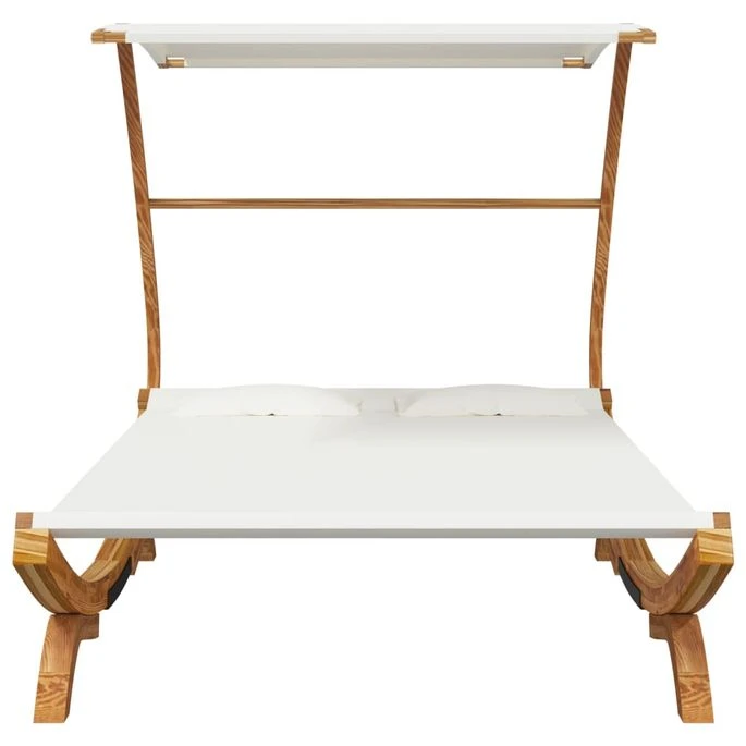 Hamac Avec Auvent 165x203x138 Cm Bois Courbé Massif Crème 3 Hamac Avec Auvent 165x203x138 Cm Bois Courbé Massif Crème – Image 3