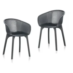 IDEA Lot De 2 Chaises De Jardin Nora Noir
