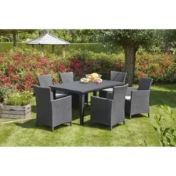 IOWA Fauteuil De Jardin Aspect Rotin Tressé Gris -Le Coin Jardin iowa fauteuil de jardin aspect rotin tresse gris 8711245129532 566364