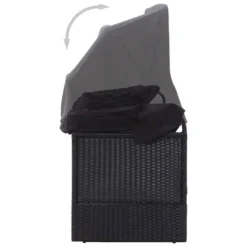 Lit-canapé D'extérieur Avec Auvent Résine Tressée Noir 10 Lit-canapé D'extérieur Avec Auvent Résine Tressée Noir -Le Coin Jardin lit canape d exterieur avec auvent resine tressee noir 3666722751759 981786