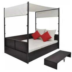 Lit De Jardin à Baldaquin Résine Tressée Marron Uvo -Le Coin Jardin lit de jardin a baldaquin resine tressee marron uvo 3666722560306 384073