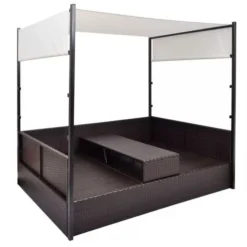 Lit De Jardin à Baldaquin Résine Tressée Marron Uvo -Le Coin Jardin lit de jardin a baldaquin resine tressee marron uvo 3666722560306 384074