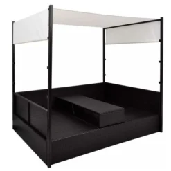 Lit De Jardin à Baldaquin Résine Tressée Noire Uvo -Le Coin Jardin lit de jardin a baldaquin resine tressee noire uvo 3666722560290 384079