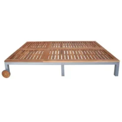 Lit De Jardin à Roues Acacia Massif Clair Et Métal Gris Nubi -Le Coin Jardin lit de jardin a roues acacia massif clair et metal gris nubi 3666722887090 387235