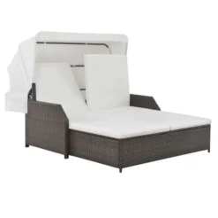 Lit De Jardin Avec Auvent Résine Tressée Marron Et Blanc Imia -Le Coin Jardin lit de jardin avec auvent resine tressee marron et blanc imia 3666722558815 385540