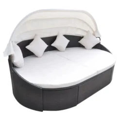 Lit De Jardin Avec Auvent Résine Tressée Marron Velass