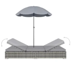 Lit De Jardin Avec Parasol Polyester Et Résine Tressée Gris Uvo -Le Coin Jardin lit de jardin avec parasol polyester et resine tressee gris uvo 3666722555609 388322