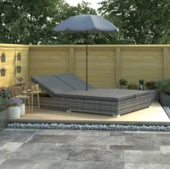 Lit De Jardin Avec Parasol Polyester Et Résine Tressée Gris Uvo -Le Coin Jardin lit de jardin avec parasol polyester et resine tressee gris uvo 3666722555609 388323