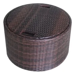 Lit De Jardin Avec Toit Et Table Résine Tressée Marron Velass -Le Coin Jardin lit de jardin avec toit et table resine tressee marron velass 8718475501831 384443