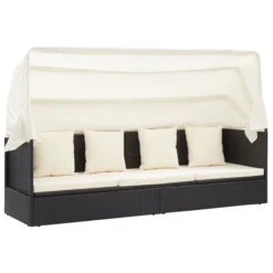 Lit De Jardin Avec Toit Noir Résine Tressée -Le Coin Jardin lit de jardin avec toit noir resine tressee 3666722323734 981880