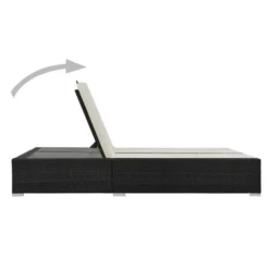 Lit De Jardin Double Tissu Beige Et Résine Tressée Noire Luvi -Le Coin Jardin lit de jardin double tissu beige et resine tressee noire 3666722554558 389456