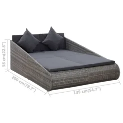 Lit De Jardin Gris 200x139 Cm Résine Tressée -Le Coin Jardin lit de jardin gris 200x139 cm resine tressee 8719883860411 980757