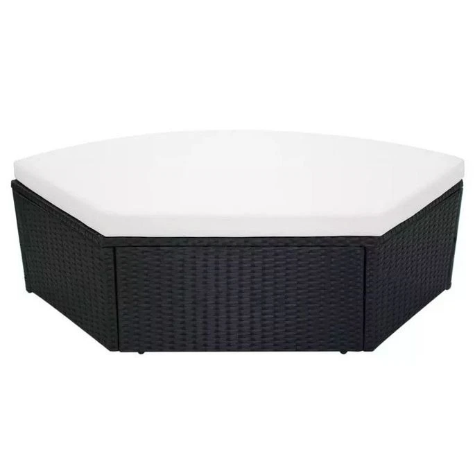 Lit De Jardin Modulable à Auvent Résine Tressée Noire Velass 3 Lit De Jardin Modulable à Auvent Résine Tressée Noire Velass – Image 3