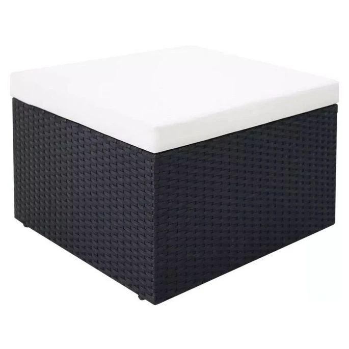 Lit De Jardin Modulable à Auvent Résine Tressée Noire Velass 4 Lit De Jardin Modulable à Auvent Résine Tressée Noire Velass – Image 4