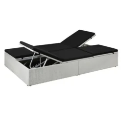 Nouveaux produits -Le Coin Jardin lit de jardin resine tressee blanche et polyester noir imia 3666722559546 384930