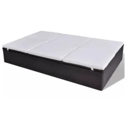 Lit De Jardin Résine Tressée Marron Et Polyester Blanc Imia