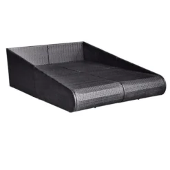 Lit De Jardin Résine Tressée Noire Et Polyester Blanc Imia -Le Coin Jardin lit de jardin resine tressee noire et polyester blanc imia 3666722560276 384086