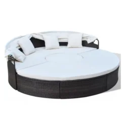 Nouveaux produits -Le Coin Jardin lit de jardin rond avec toit resine tressee marron velass 8718475502500 384410