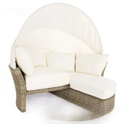 Lit De Jardin Rotatif En Aluminium Tresse En Fibre Blanc Laurie -Le Coin Jardin lit de jardin rotatif en aluminium tresse en fibre blanc laurie 3666722592338 1393481