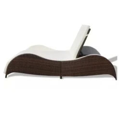 Nouveaux produits -Le Coin Jardin lit de jardin tissu blanc et resine tressee marron methy 3666722557658 386650