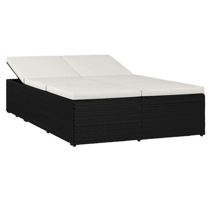 Lit De Jardin Tissu Blanc Et Résine Tressée Noire Viali 1 Lit De Jardin Tissu Blanc Et Résine Tressée Noire Viali