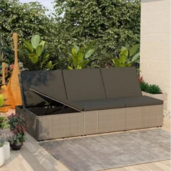 Lit De Jardin Tissu Et Résine Tressée Gris Viali -Le Coin Jardin lit de jardin tissu et resine tressee gris 3666722554442 389551