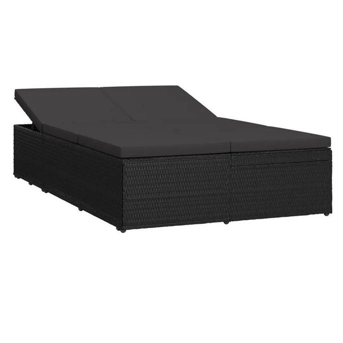 Lit De Jardin Tissu Et Résine Tressée Noir Viali 1 Lit De Jardin Tissu Et Résine Tressée Noir Viali
