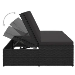 Lit De Jardin Tissu Et Résine Tressée Noir Viali 8 Lit De Jardin Tissu Et Résine Tressée Noir Viali -Le Coin Jardin lit de jardin tissu et resine tressee noir 3666722554435 389555