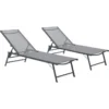 Lot De 2 Bains De Soleil Pliant - 1 Personne - Gris