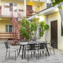 Lot De 2 Chaises A Manger De Jardin - Style Zellige - Acier Thermolaqué + Textilene - 50 X 59 X 91 Cm -Le Coin Jardin lot de 2 chaises a manger de jardin style zellige acier thermolaque textilene 50 x 59 x 91 cm 3619999329800 1297386