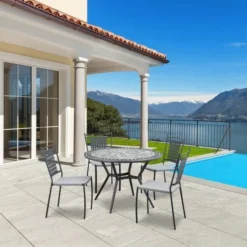 Lot De 2 Chaises A Manger De Jardin - Style Zellige - Acier Thermolaqué + Textilene - 50 X 59 X 91 Cm -Le Coin Jardin lot de 2 chaises a manger de jardin style zellige acier thermolaque textilene 50 x 59 x 91 cm 3619999329800 1297389