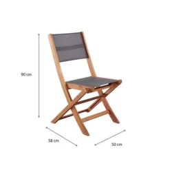Lot De 2 Chaises De Jardin En Bois D'acacia FSC Et Assise Textilene - 50 X 57 X 90 Cm - Gris -Le Coin Jardin lot de 2 chaises de jardin en bois d acacia fsc et assise textilene 50 x 57 x 90 cm gris 3612407958265 1246382