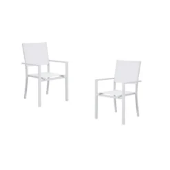 Lot De 2 Fauteuils A Manger De Jardin - Aluminium - 54 X 57 X 88 Cm