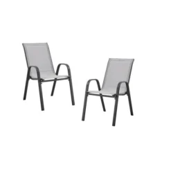 Lot De 2 Fauteuils - Acier Et Textile - Hauteur Du Siege : 41 Cm - Couleur Gris
