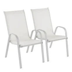 Lot De 2 Fauteuils En Acier - 54,5 X76 X 96cm - Gris