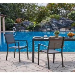 Lot De 2 Fauteuils En Aluminium - 57 X 56 X 87 Cm - Gris