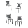Lot De 4 Chaises A Manger De Jardin - Style Zellige - Acier Thermolaqué + Textilene - 50 X 59 X 91 Cm