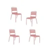 Lot De 4 Chaises De Jardin - Acier - Rose