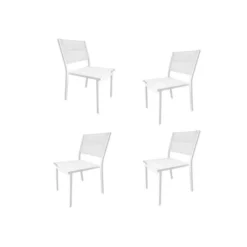 Lot De 4 Chaises De Jardin - Aluminium - 54 X 48 X 84 Cm