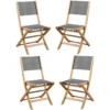 Lot De 4 Chaises De Jardin En Bois D'acacia FSC Et Assise Textilene - 50 X 57 X 90 Cm - Gris