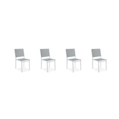 Lot De 4 Chaises Empilables - Aluminium Et Textilene - Blanc Et Gris -Le Coin Jardin lot de 4 chaises empilables aluminium et textilene blanc et gris 3619999349143 1297392