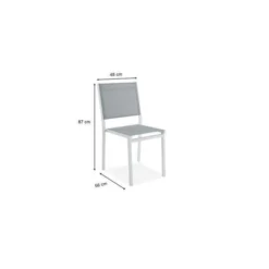 Lot De 4 Chaises Empilables - Aluminium Et Textilene - Blanc Et Gris -Le Coin Jardin lot de 4 chaises empilables aluminium et textilene blanc et gris 3619999349143 1297393