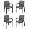 Lot De 4 Fauteuil Empilable REGINA En Résine Tréssée - Gris Anthracite