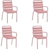 Lot De 4 Fauteuils De Jardin - Acier - Rose