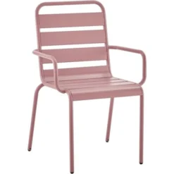 Lot De 4 Fauteuils De Jardin - Acier - Rose -Le Coin Jardin lot de 4 fauteuils de jardin acier rose 3619999333012 1380077